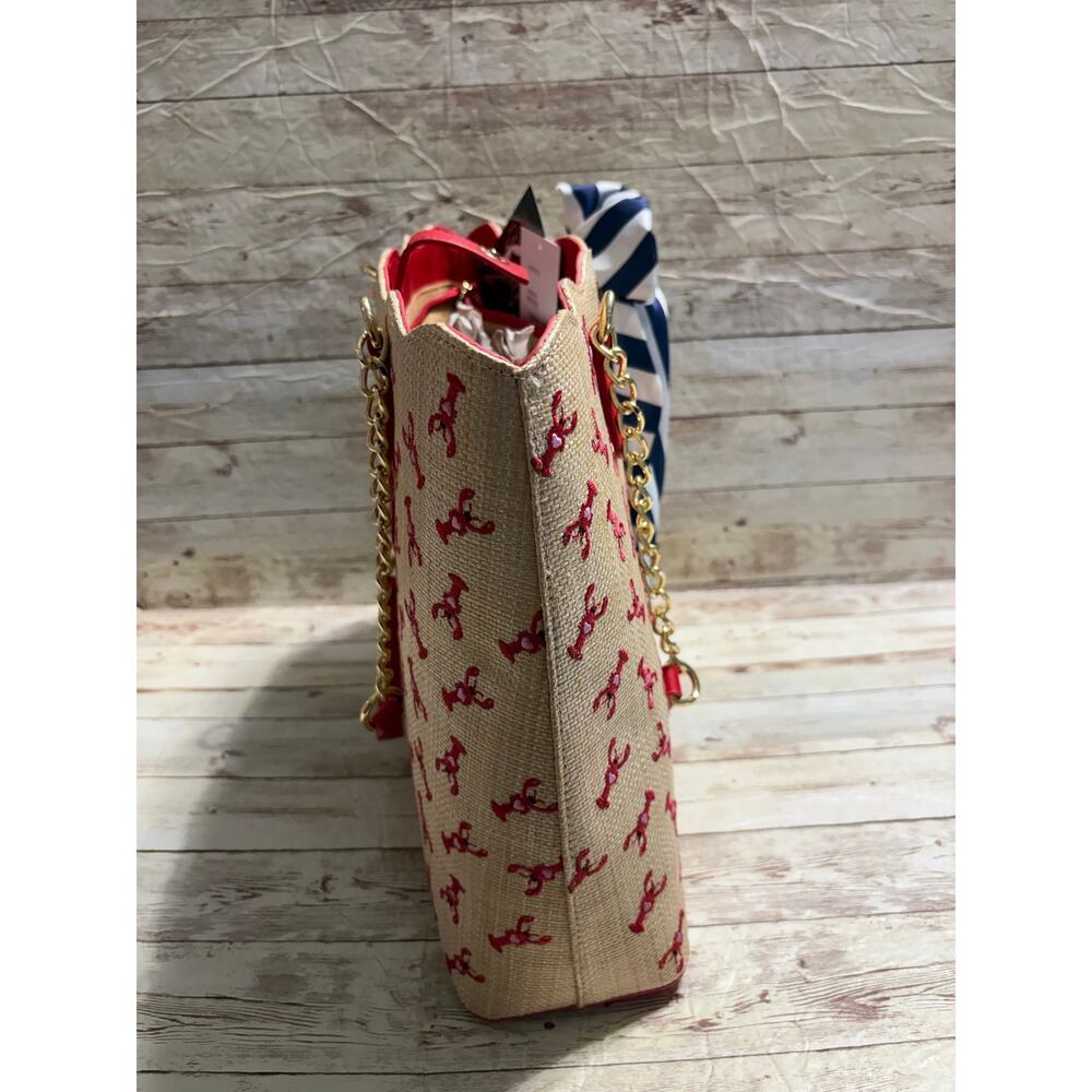 Betsey Johnson Woven Straw Tote Bag Lobster Nantucket Cap Code Summer Red NWT - Picture 4 of 9